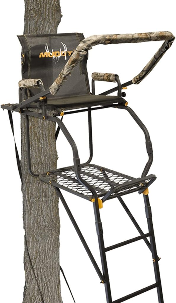 Muddy Deer Hunting Climbing Adjustable Quiet Heavy-Duty Huntsman Deluxe Ladder Tree Stand